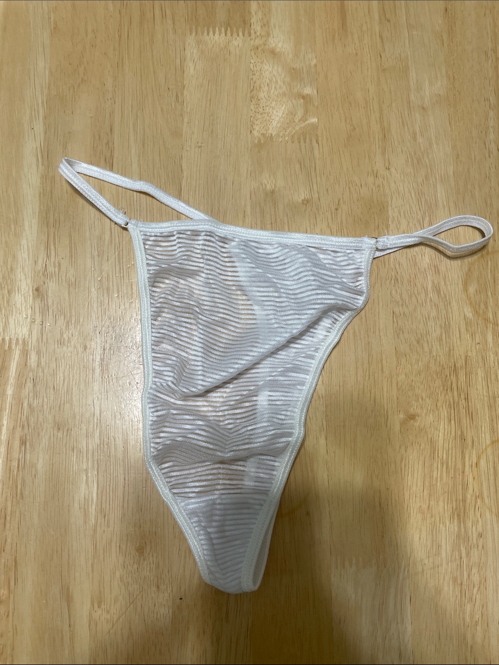 Women's White Sheer Striped Bikini Bottom